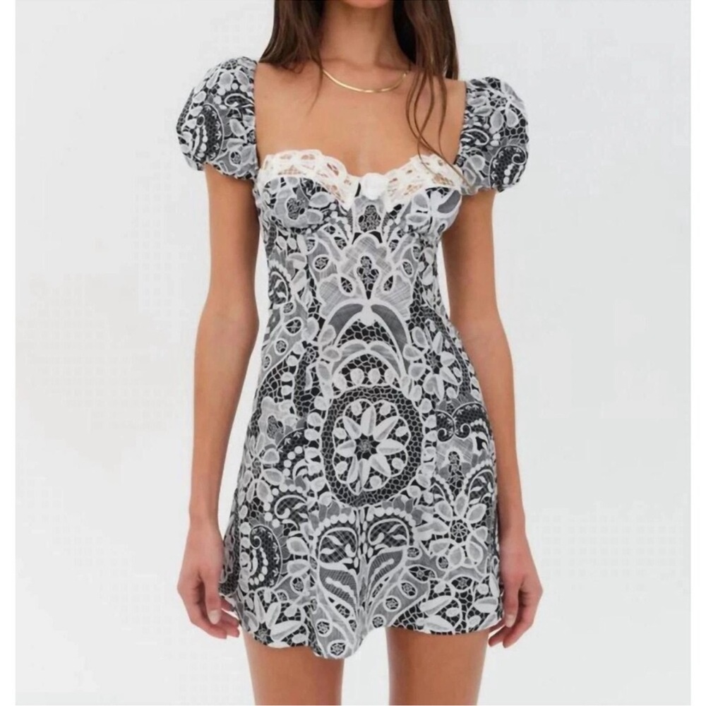 For Love And Lemons Black and White Patterned Mini Dress